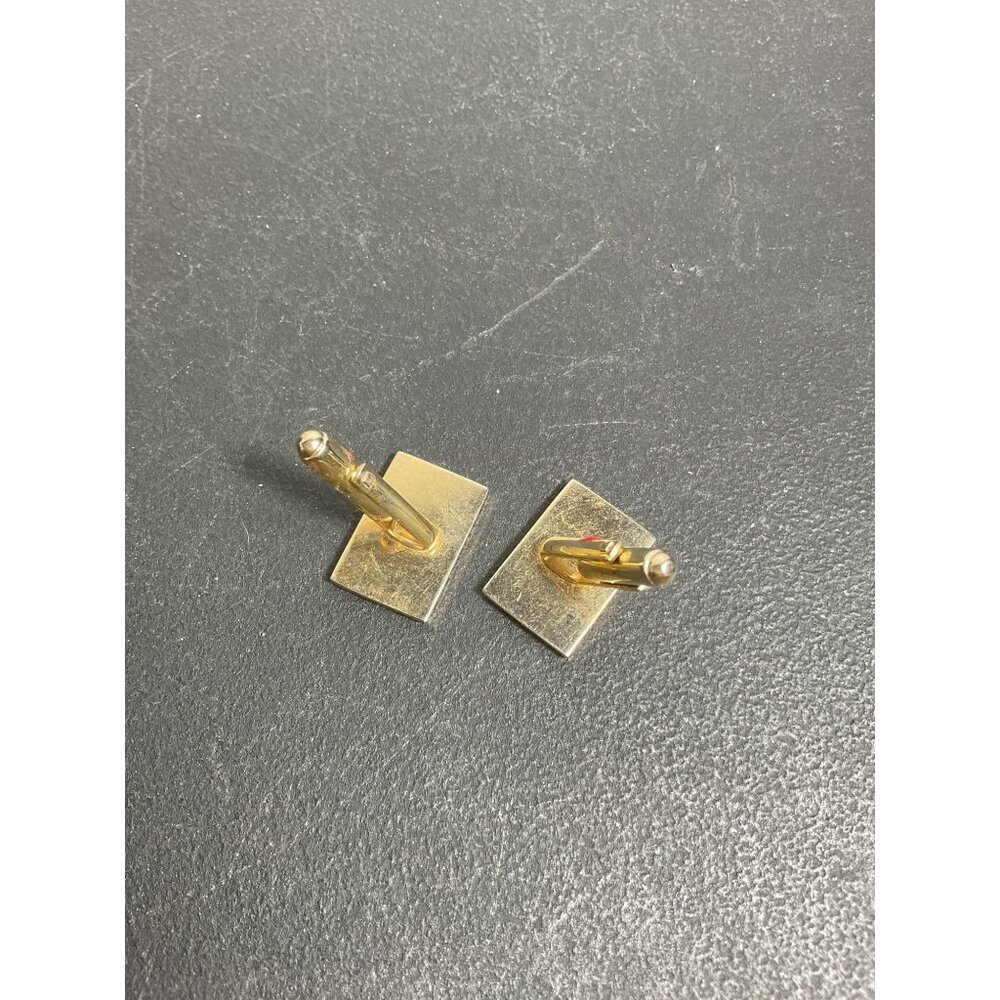 Rectangular Gold Tone Chainmail Pattern Cufflinks - Picture 3 of 3